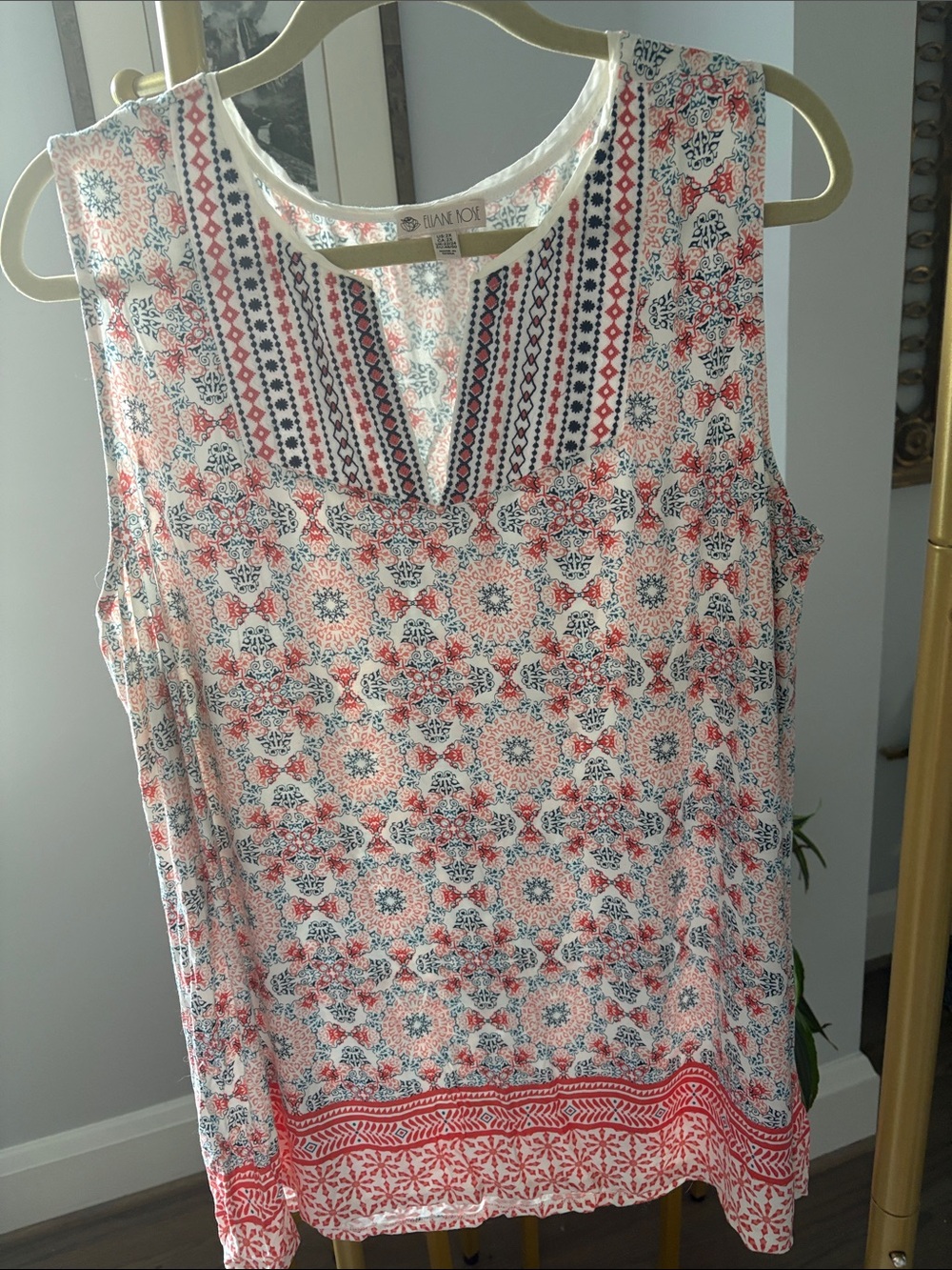 Bellanova Printed Sleeveless Tank Top - Coral & Navy
